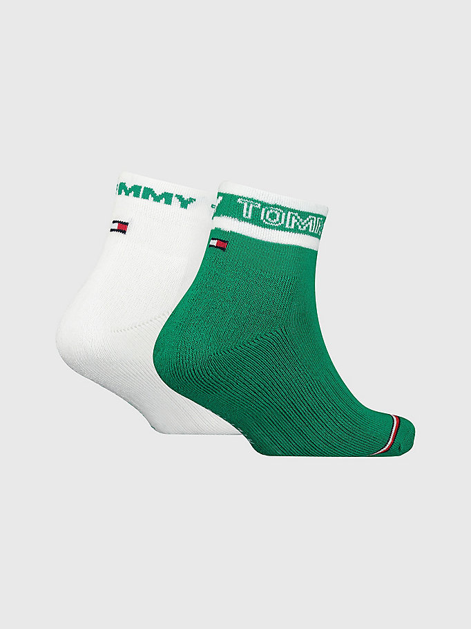 green kids' 2-pack sport logo ankle socks for unisex tommy hilfiger