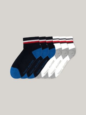 blue kids' 6-pack iconic ankle socks for unisex tommy hilfiger