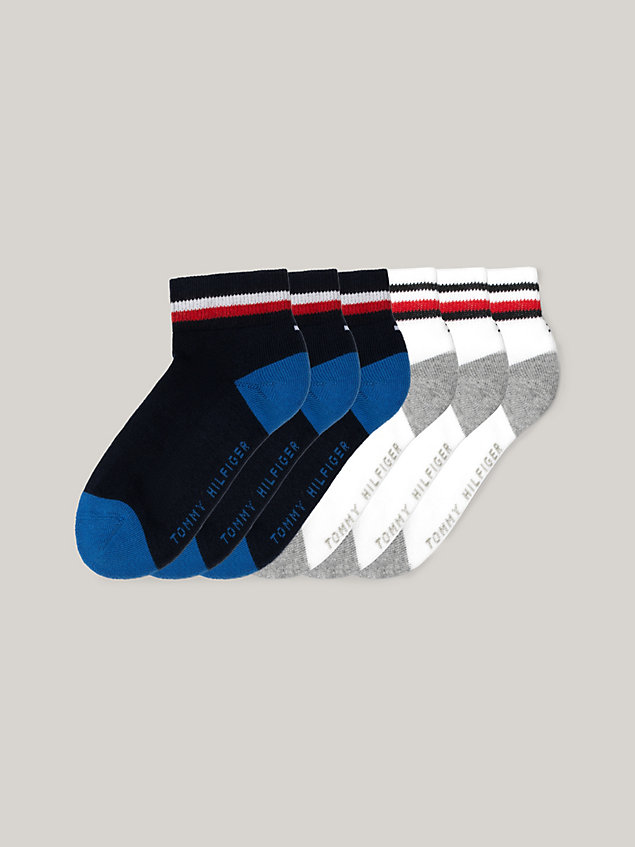 blue kids' 6-pack iconic ankle socks for unisex tommy hilfiger