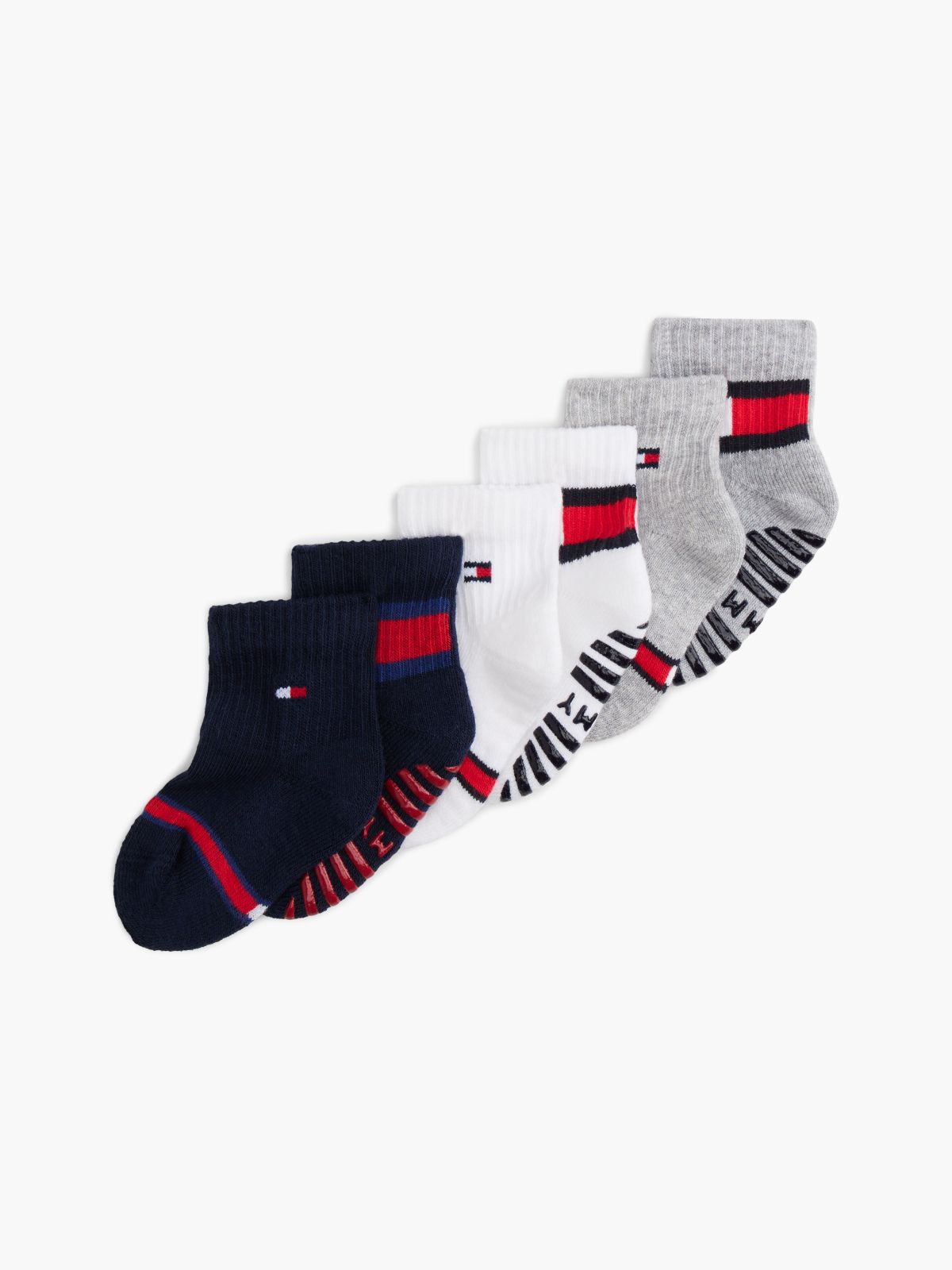6-Pack Anti-Slip Fold-Over Cuff Socks — Red