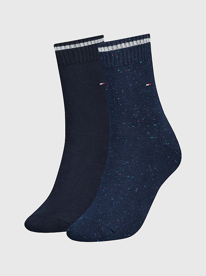 blue 2-pack stripe cuff socks for women tommy hilfiger