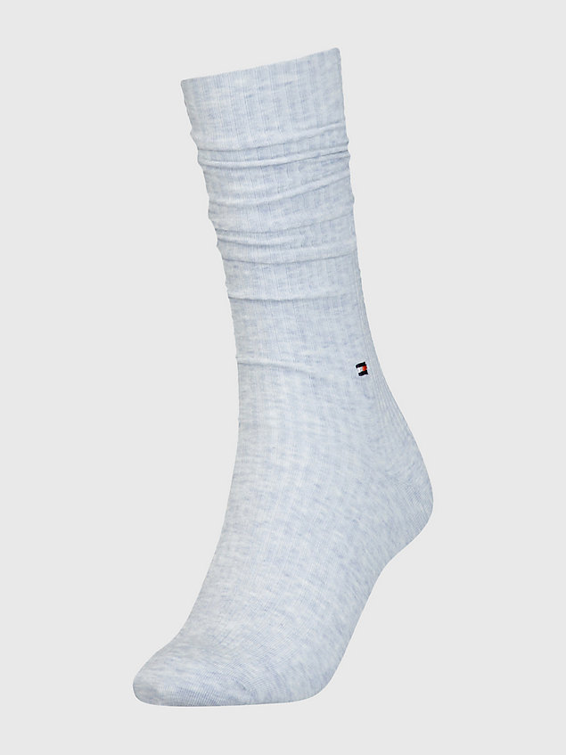 blue ribgebreide lange sokken met slouchy fit voor dames - tommy hilfiger