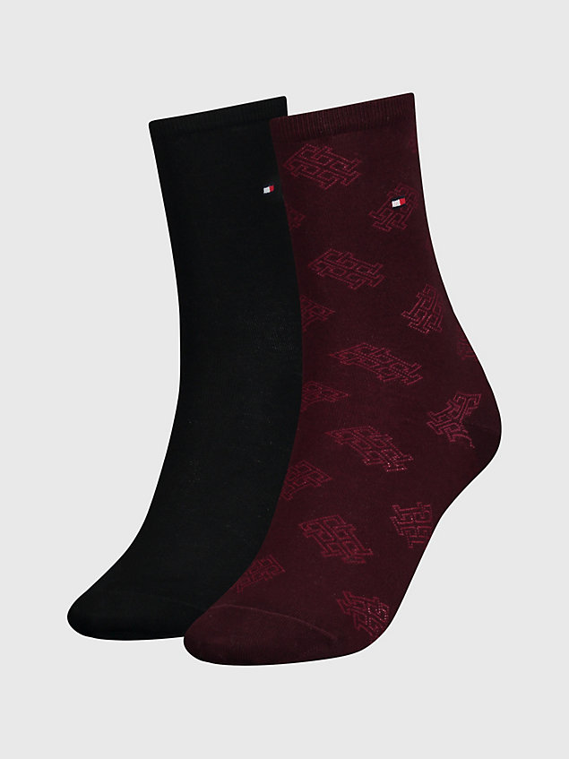 grey set van 2 paar sokken met monogram voor dames - tommy hilfiger