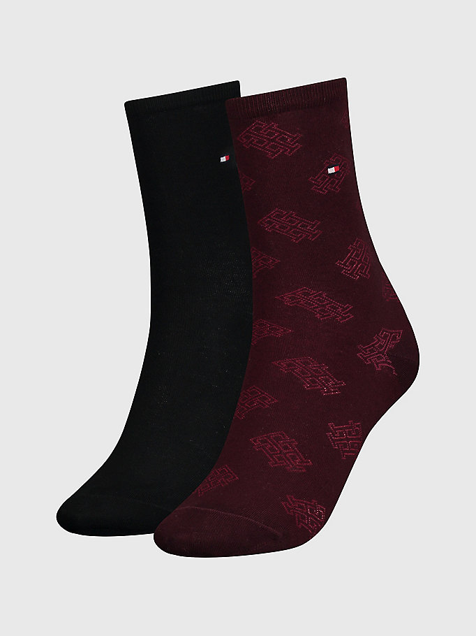 grey 2-pack monogram socks for women tommy hilfiger