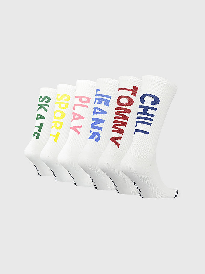 white 3-pack logo socks gift box for unisex tommy jeans