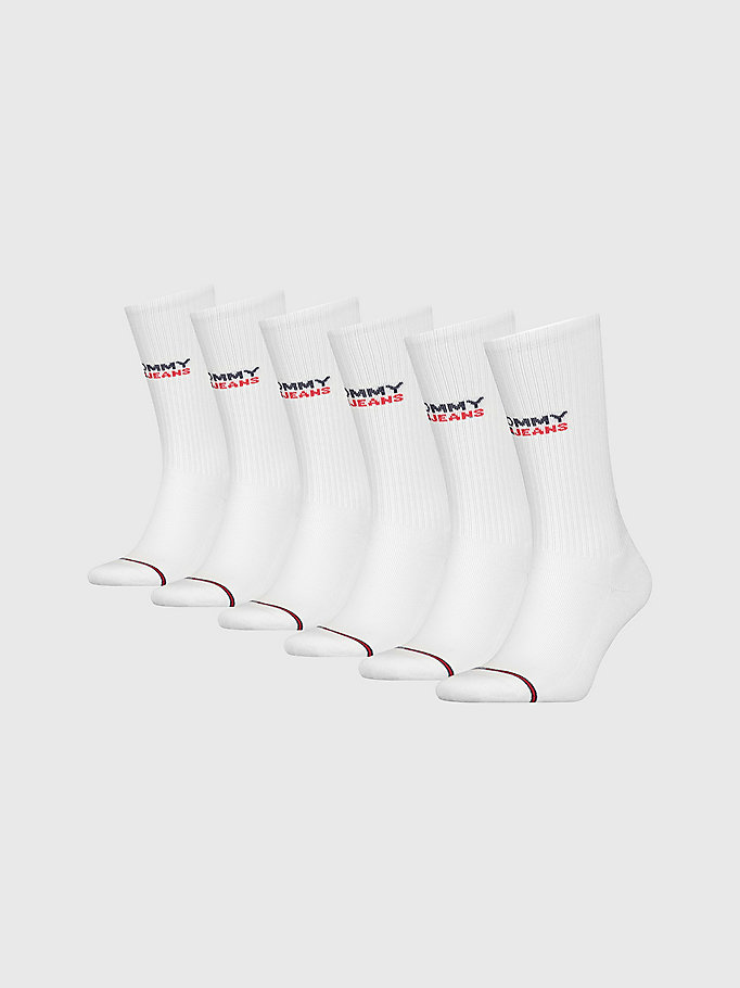white 3-pack logo socks gift box for unisex tommy jeans