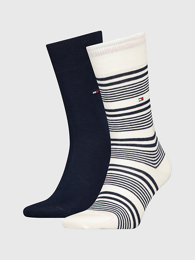 white 2-pack classics mixed stripe socks for men tommy hilfiger