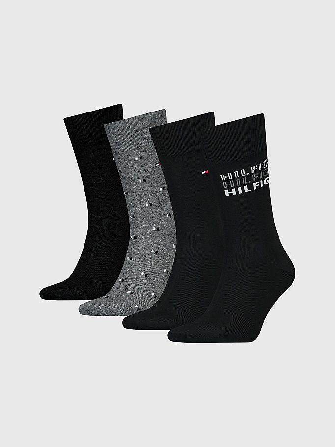 4-Pack Hilfiger Socks Tommy Black | Flag Classics Gift | Box
