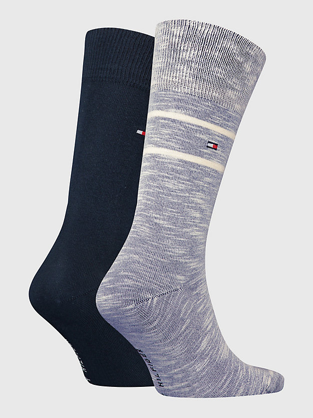 2-Pack Classics Melange Stripe Socks | Blue | Tommy Hilfiger