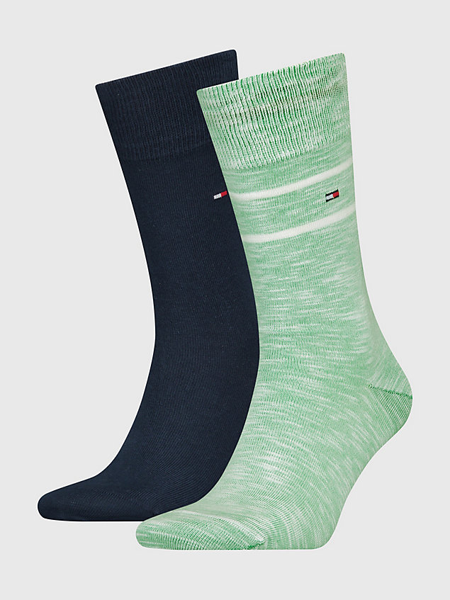 green 2-pack classics melange stripe socks for men tommy hilfiger
