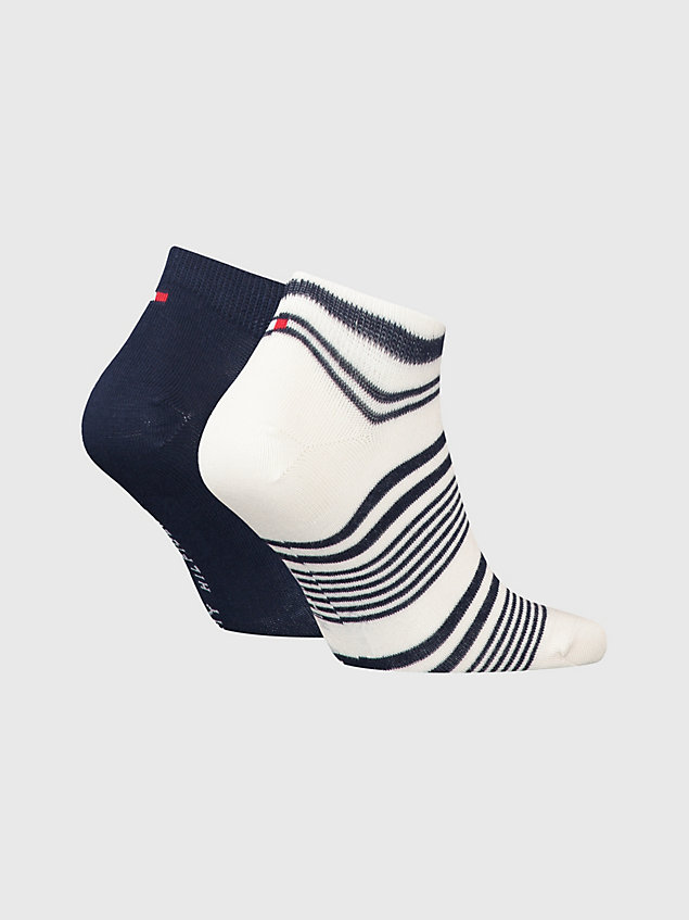 white 2-pack mixed stripe trainer socks for men tommy hilfiger
