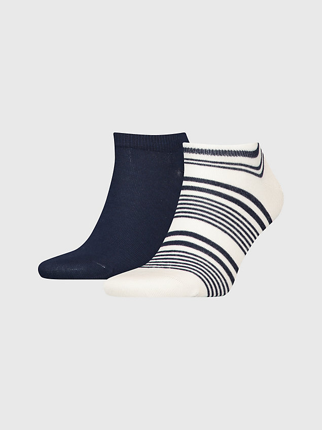 white 2-pack mixed stripe trainer socks for men tommy hilfiger