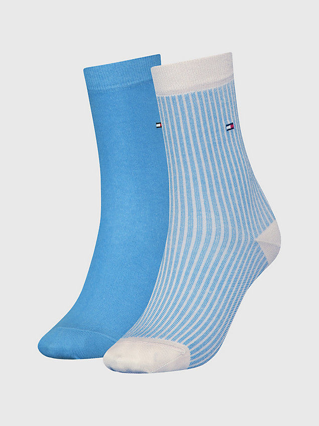 blue 2-pack classics ithaca stripe socks for women tommy hilfiger