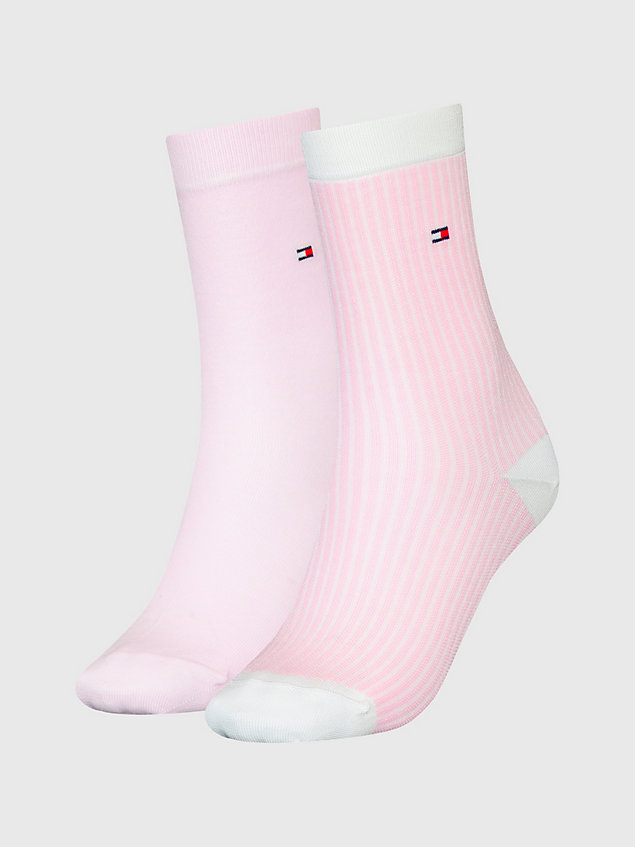 pink 2-pack classics ithaca stripe socks for women tommy hilfiger