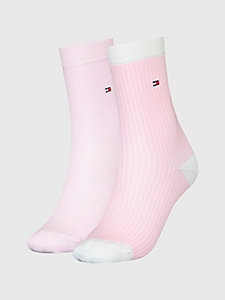 pink 2-pack classics ithaca stripe socks for women tommy hilfiger