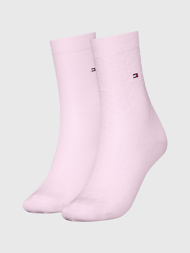 pink set van 2 paar classics sokken met stip-jacquard voor dames - tommy hilfiger