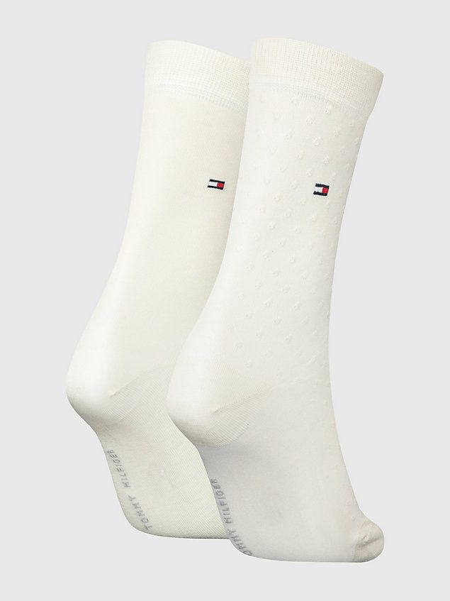 white set van 2 paar classics sokken met stip-jacquard voor dames - tommy hilfiger