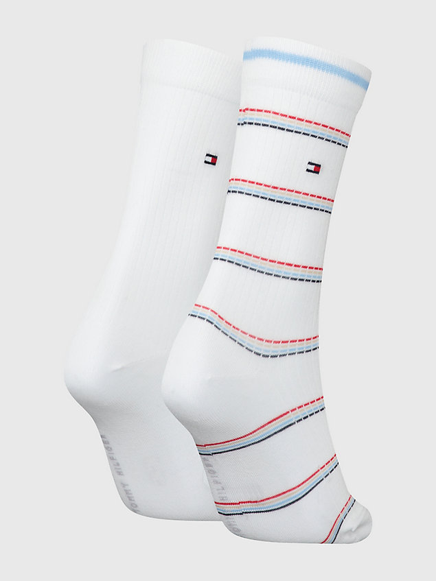 white set van 2 paar geribde sokken met strepen voor dames - tommy hilfiger