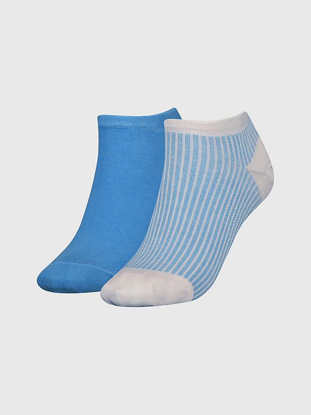 blue 2-pack stripe trainer socks for women tommy hilfiger