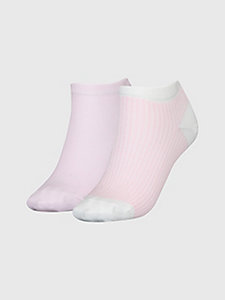 pink 2-pack stripe trainer socks for women tommy hilfiger