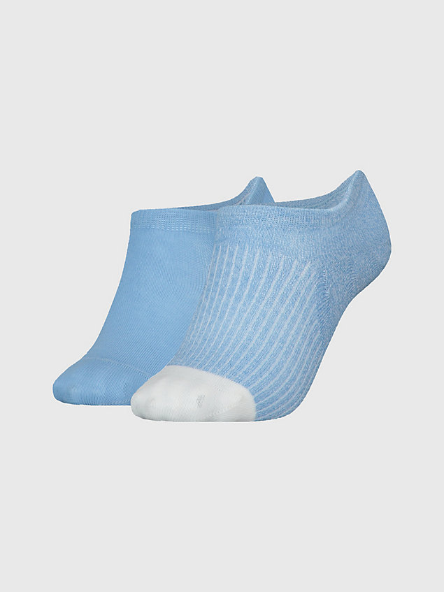 blue 2-pack ribbed stripe footie socks for women tommy hilfiger