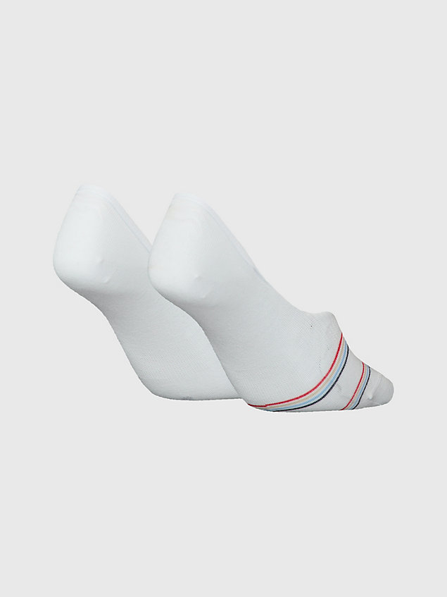 white set van 2 paar gestreepte footie-sokken voor dames - tommy hilfiger