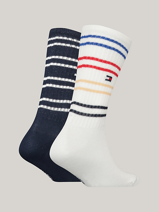 blue 2-pack stripe sport socks for unisex tommy hilfiger