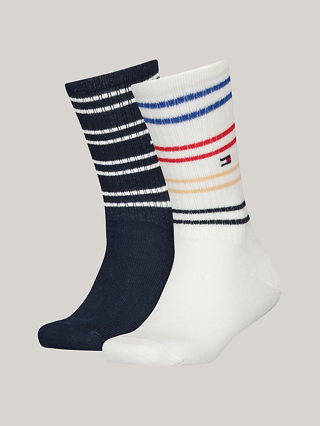 blue 2-pack stripe sport socks for unisex tommy hilfiger