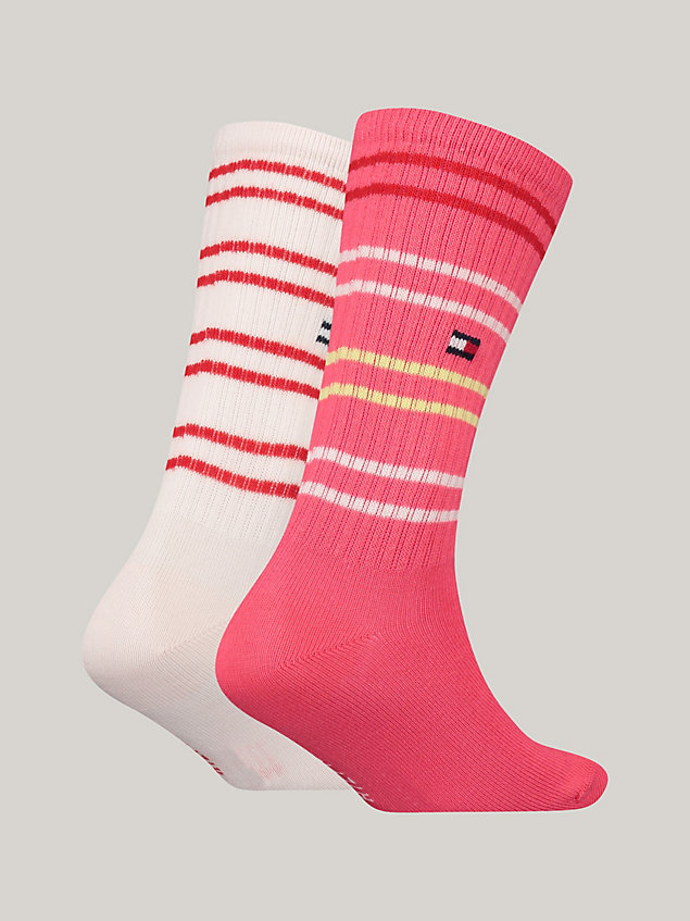 2 pack calzini sportivi con motivo a righe pink da unisex tommy hilfiger
