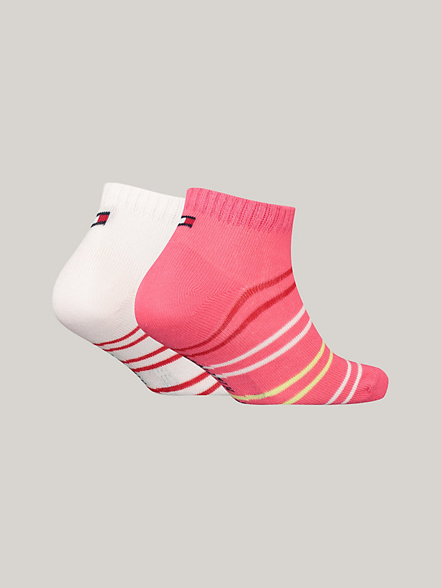 pink set van 2 paar sneakersokken met strepen voor unisex - tommy hilfiger