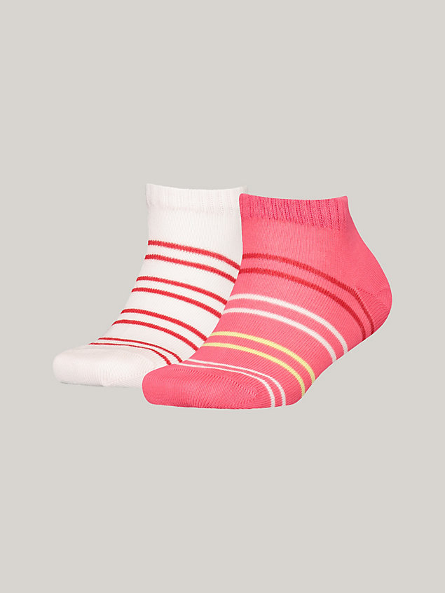 pink set van 2 paar sneakersokken met strepen voor unisex - tommy hilfiger