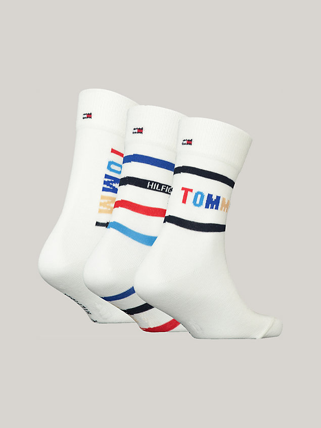 white 3-pack classics stripe socks gift box for unisex tommy hilfiger