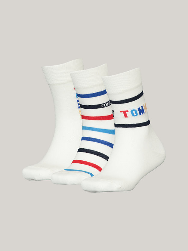 white 3-pack classics stripe socks gift box for unisex tommy hilfiger