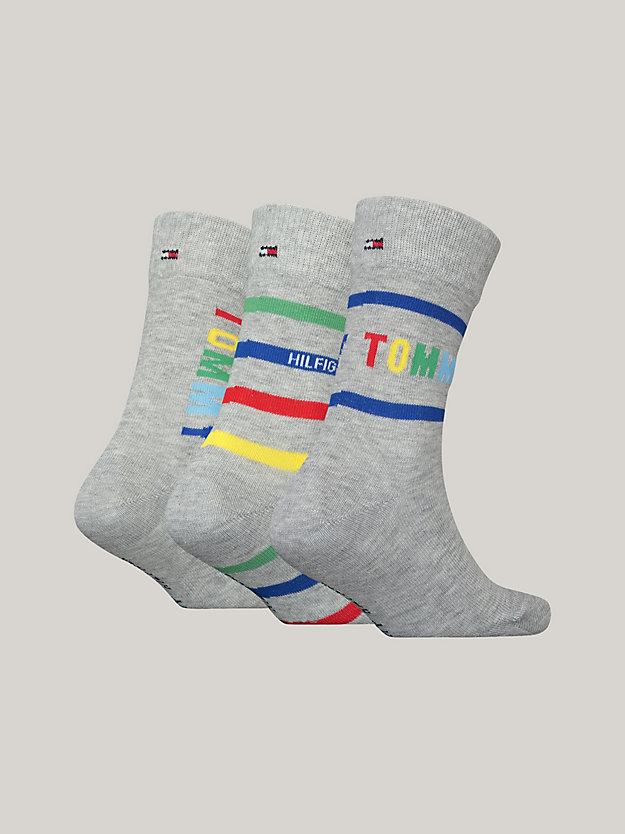 grey 3-pack classics stripe socks gift box for unisex tommy hilfiger