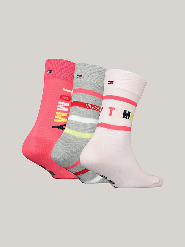 pink 3-pack classics stripe socks gift box for unisex tommy hilfiger