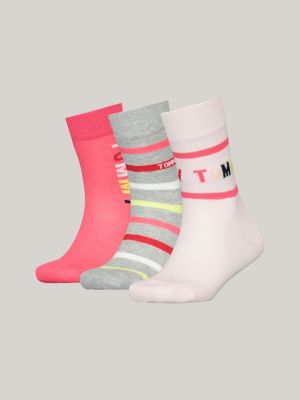 COFFRET CADEAU DE 3 PAIRES DE CHAUSSETTES RAYEES ROUGE ET MARINE - TOMMY  HILFIGER