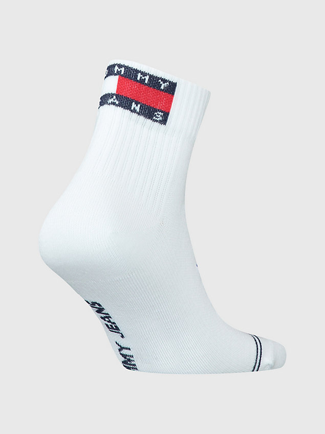 white 1-pack ribbed logo ankle socks for men tommy jeans
