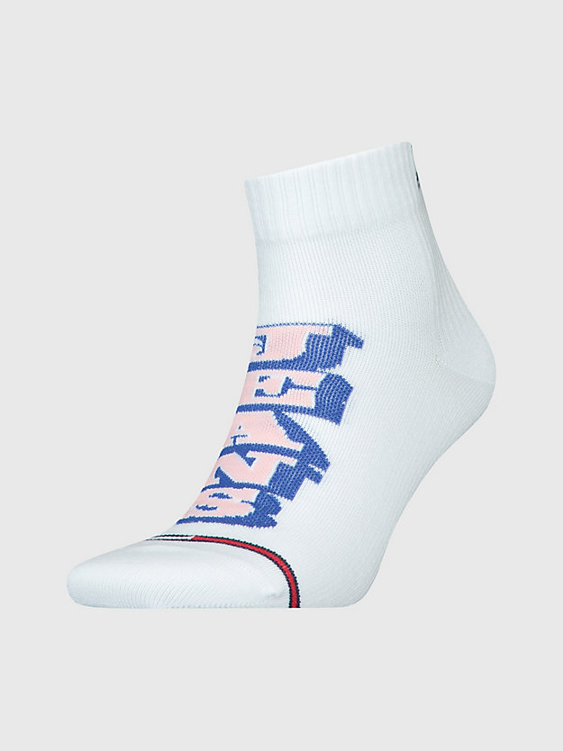 white 1-pack ribbed logo ankle socks for men tommy jeans