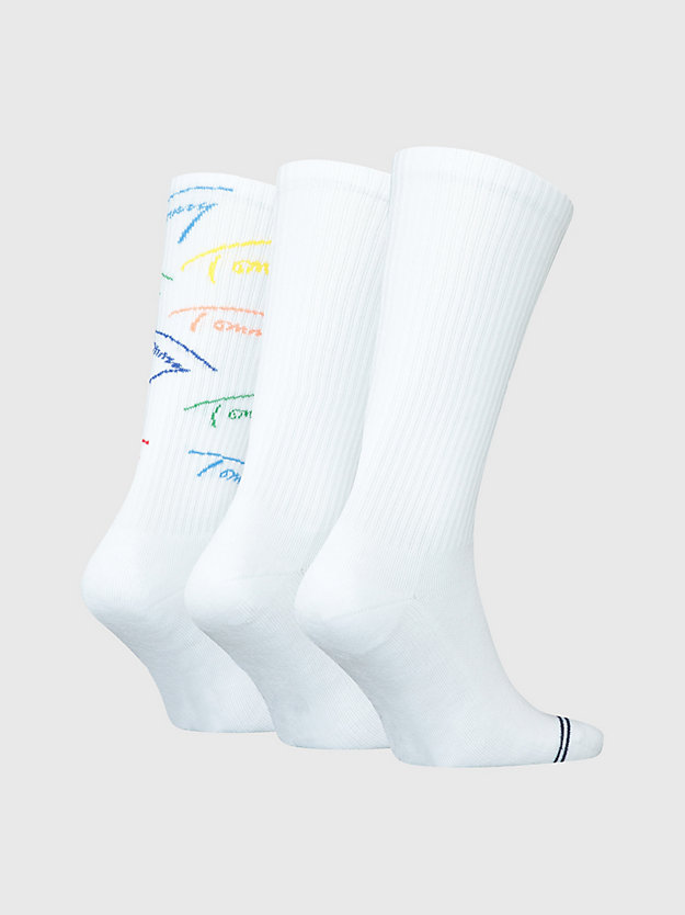 white 3-pack ribbed logo socks gift set for men tommy jeans