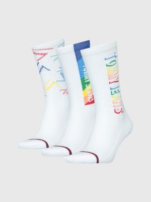 COFFRET CADEAU DE 3 PAIRES DE CHAUSSETTES RAYEES ROUGE ET MARINE - TOMMY  HILFIGER