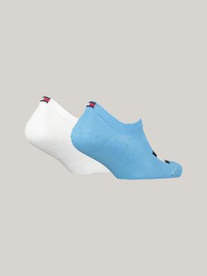 blue set van 2 paar footie-sokken met vlag voor unisex - tommy hilfiger