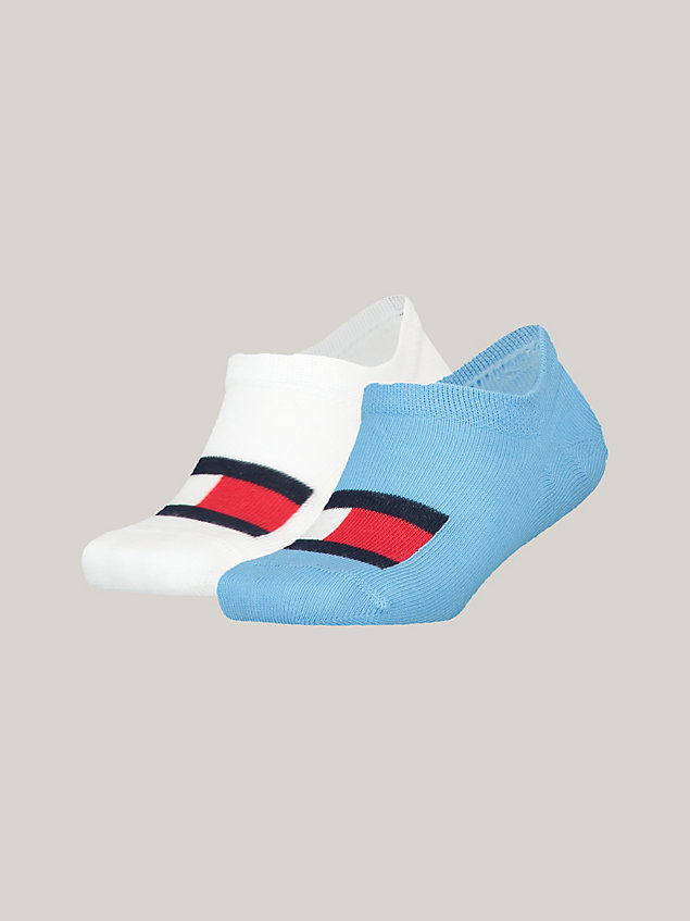 blue set van 2 paar footie-sokken met vlag voor unisex - tommy hilfiger