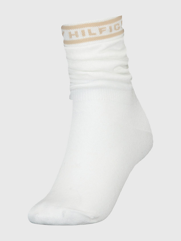 beige 1-pack logo slouch long socks for women tommy hilfiger