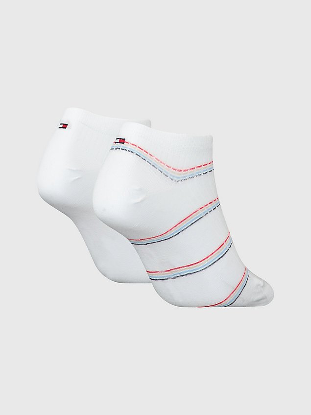 white 2-pack ribbed stripe trainer socks for women tommy hilfiger