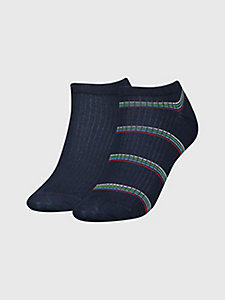 blue 2-pack ribbed stripe trainer socks for women tommy hilfiger