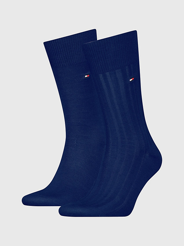 blue 2-pack classics tonal stripe socks for men tommy hilfiger
