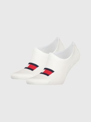 white 2-pack oversized flag logo footie socks for men tommy hilfiger