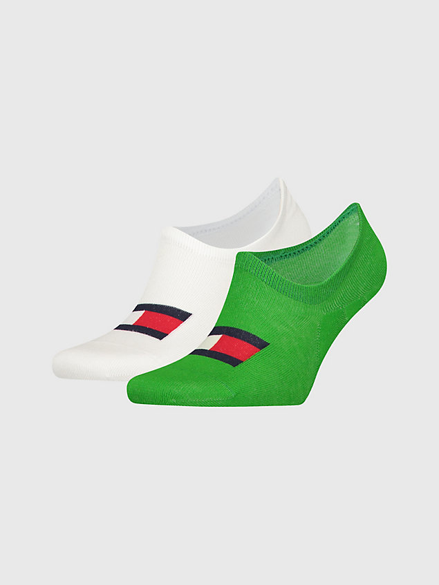 green 2-pack oversized flag logo footie socks for men tommy hilfiger