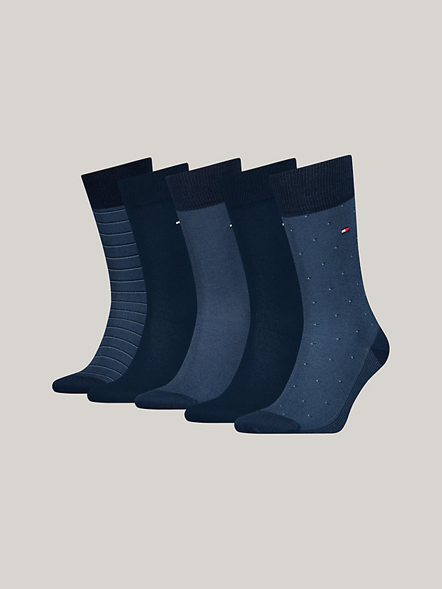 blue 5-pack classics socks gift box for men tommy hilfiger