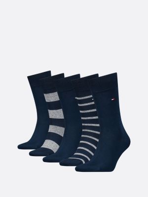 Men's TOMMY HILFIGER Blue Striped 73% COTTON Dress Socks. 4 Pack. $36 MSRP